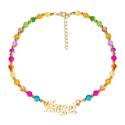 Womens personalised fashion colorful crystal jewellery factory bulk custom name bead necklaces wholesale vendors and suppliers websites